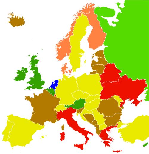 Fichier:Levels of Freedom of Panorama in Europe.png